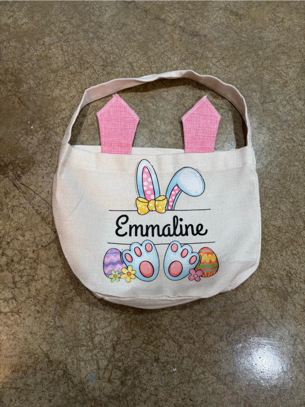 Easter Bunny Tote Bag with Pink Accents
